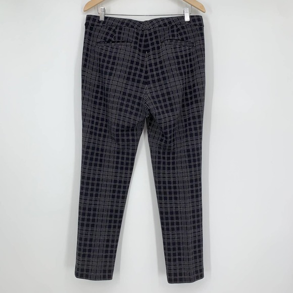 Theory Testra Plaid Structured Pant Stretch Trousers, Navy Blue Preppy Old Money - Picture 5 of 11